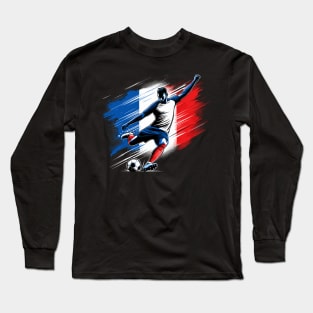 Dynamic France Soccer Star in Action - Vector Design Long Sleeve T-Shirt